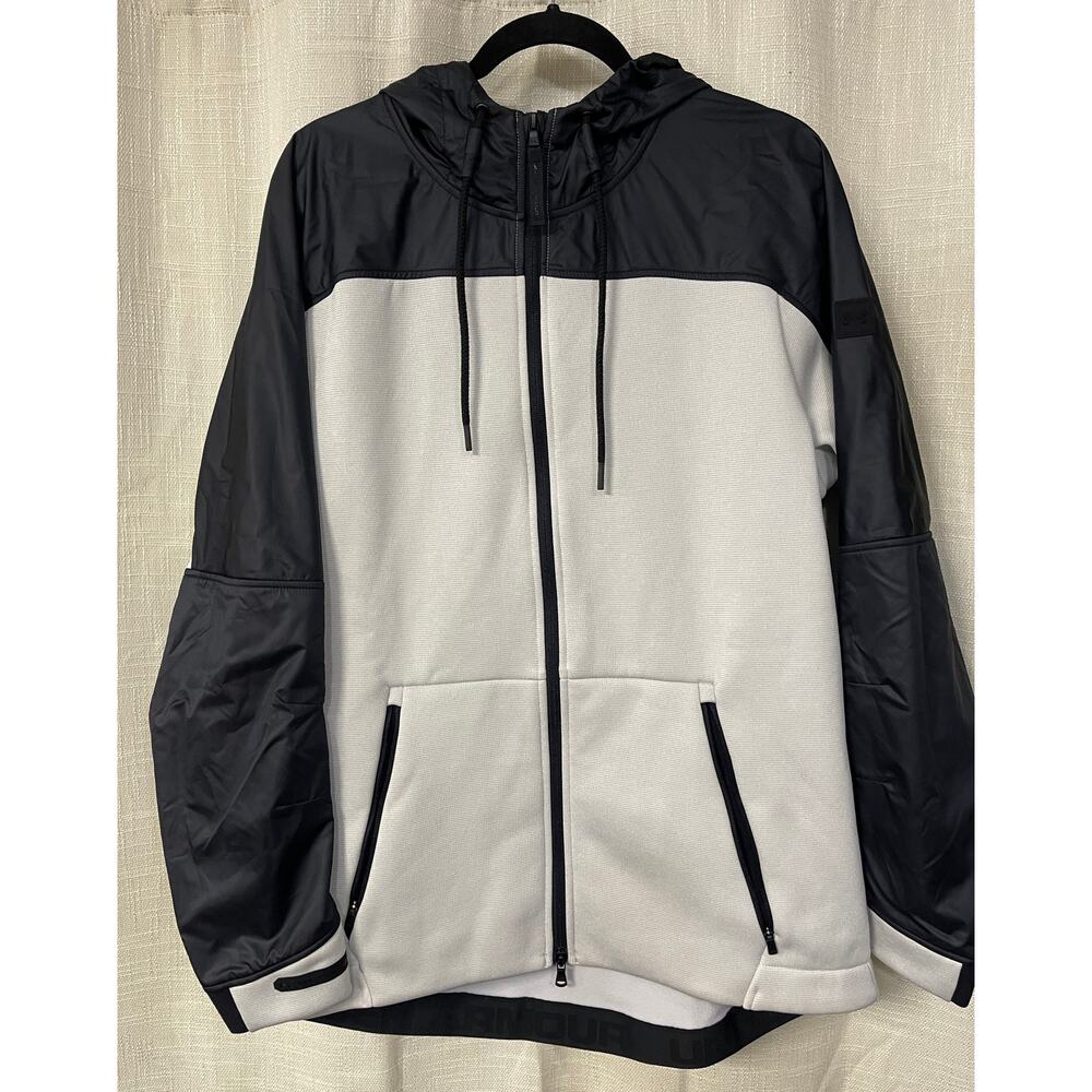 Under Armour Men's Black and White Zip Up Hooded The Swacket Jacket Size XL